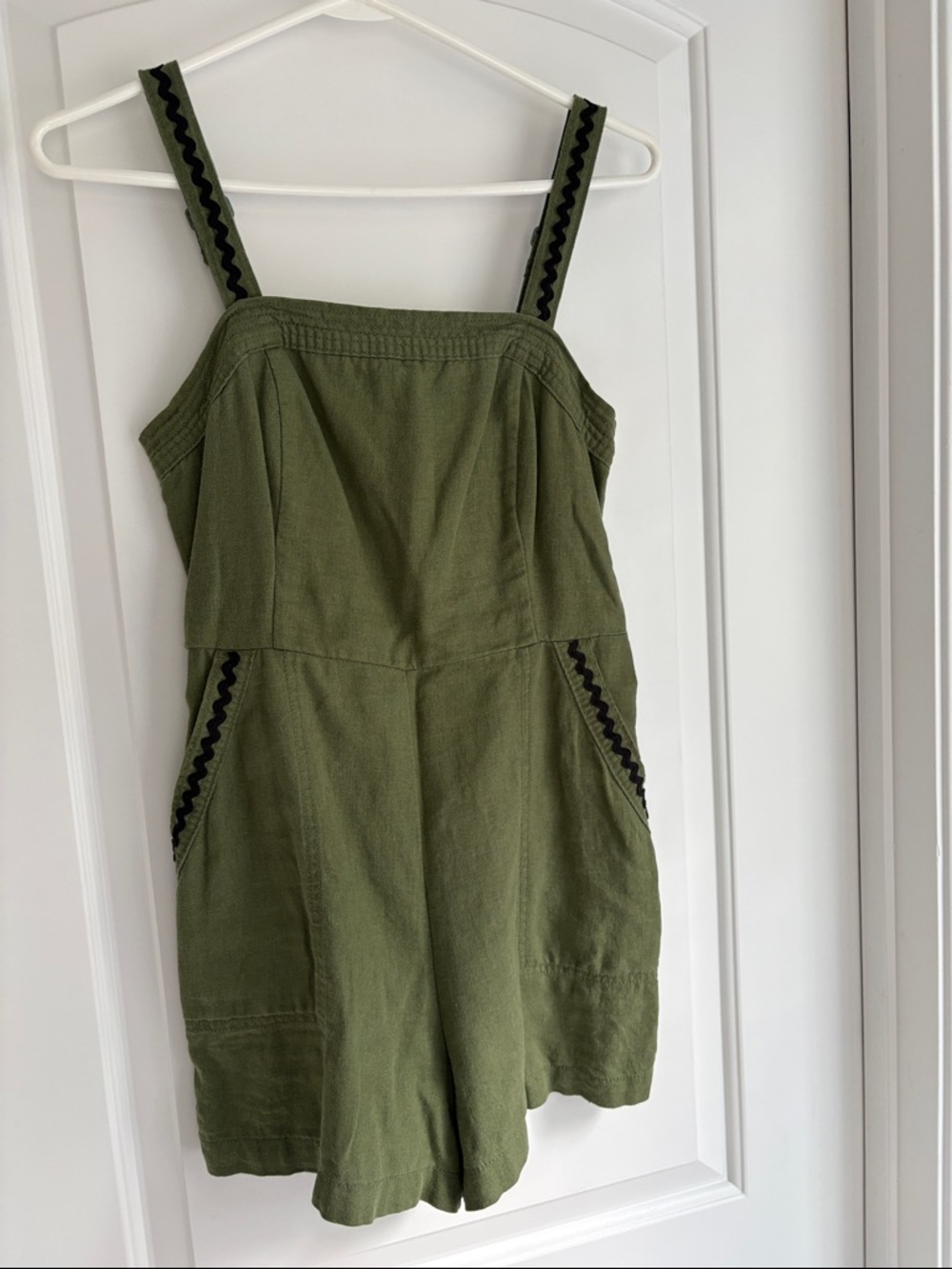 Linen romper with black Trim